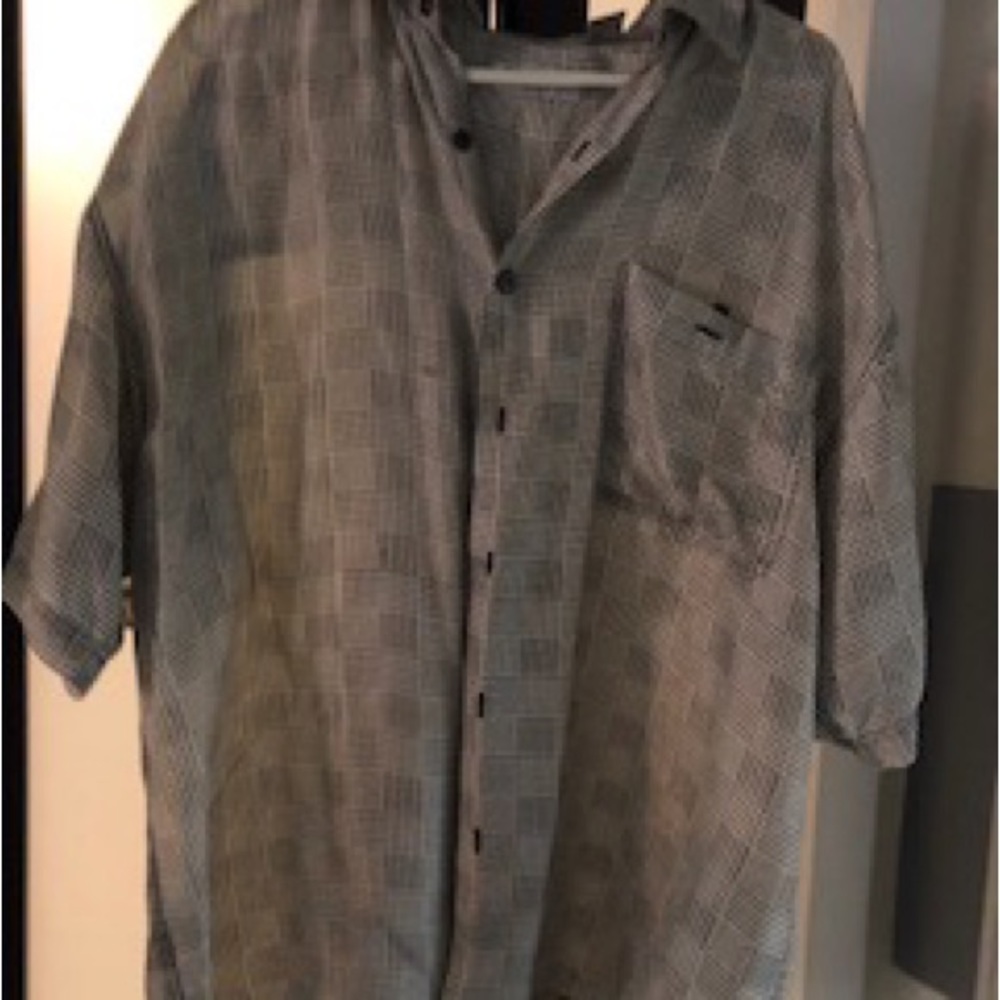 Suma silk men’s shirt black & white large